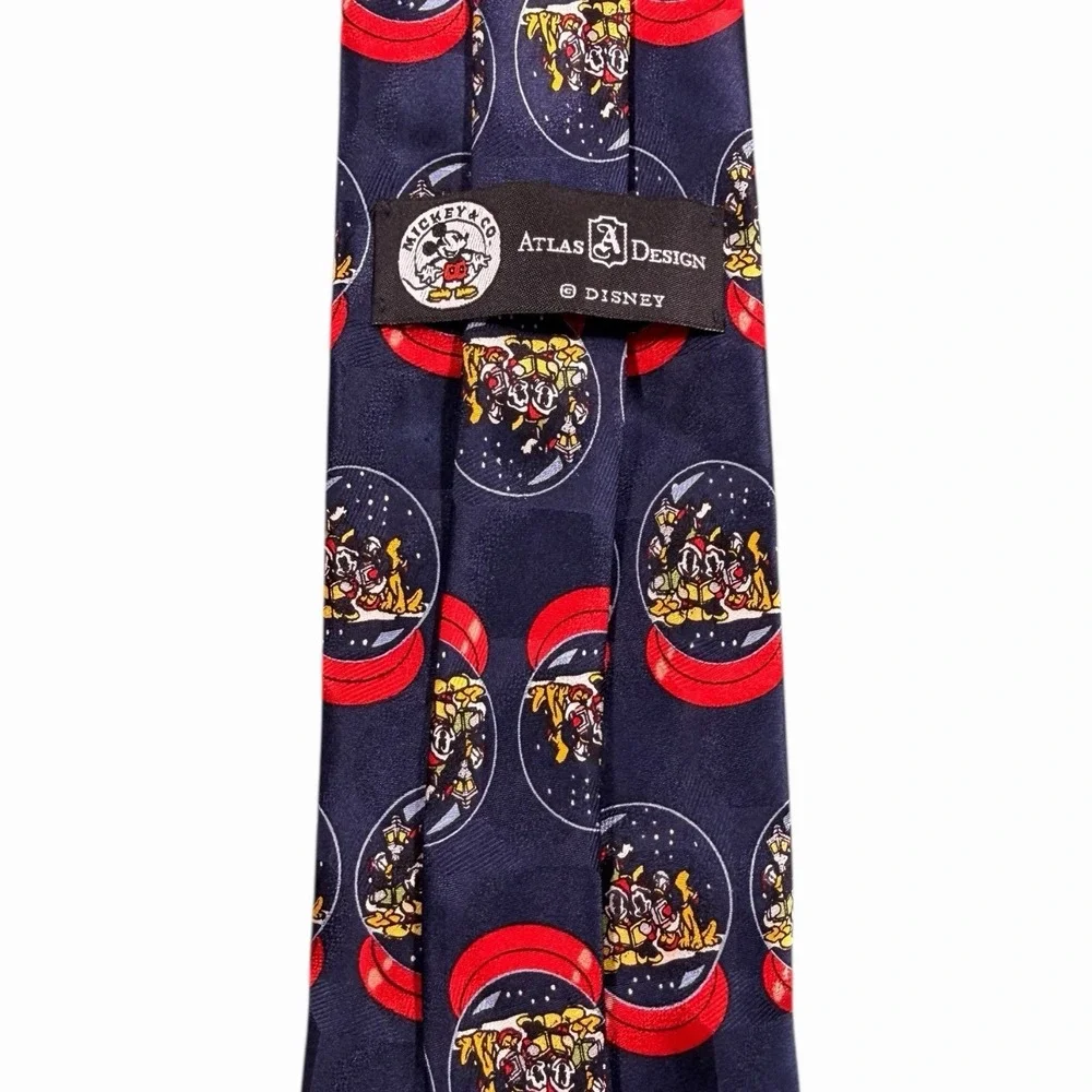 Disney Mickey And Co Atlas Designs Snow‎ globe Christmas Pluto Minnie Necktie